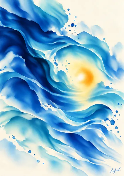TIDAL LIGHT｜青い水流と光を描いた抽象アート - LUFEED