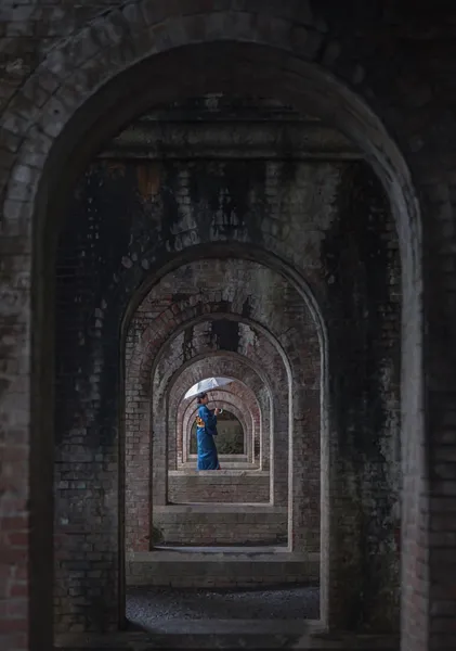 Kyoto Brick Aqueduct Arches – Maiko with Umbrella Photography Print - ヨシダトクジ