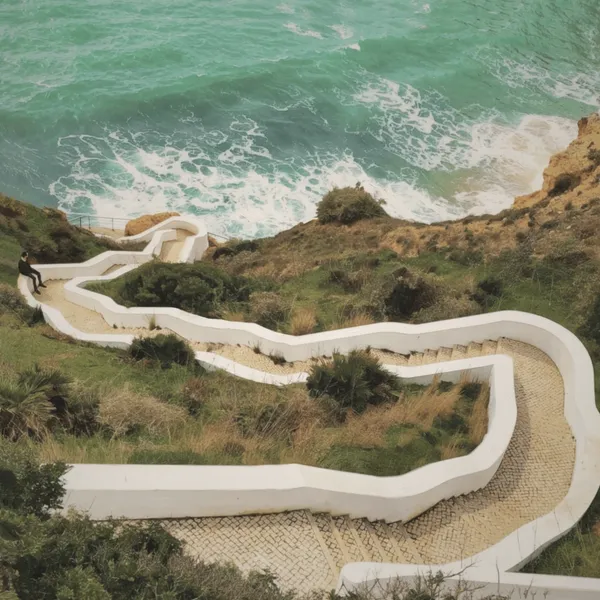 Winding Coastal Stairway in Lagos, Algarve, Portugal - Hecate Pim