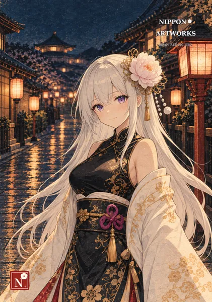 Meisa in a Lantern-Lit Japanese Street.simple - NIPPON ARTWORKS