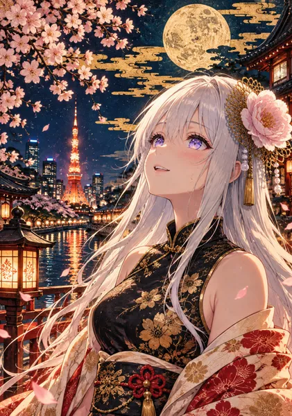 Meisa Beneath the Moonlit Tokyo Night.no text - NIPPON ARTWORKS