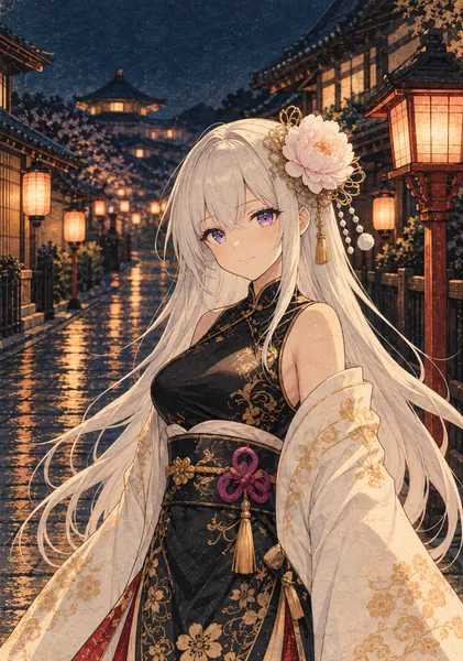 Meisa in a Lantern-Lit Japanese Street.no text - NIPPON ARTWORKS