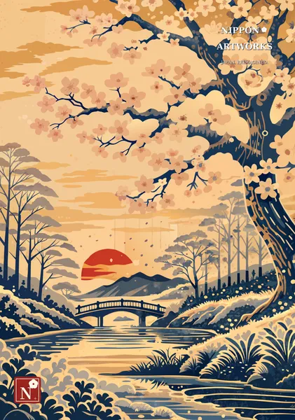 Cherry Blossom Bridge at Sunset.simple - NIPPON ARTWORKS