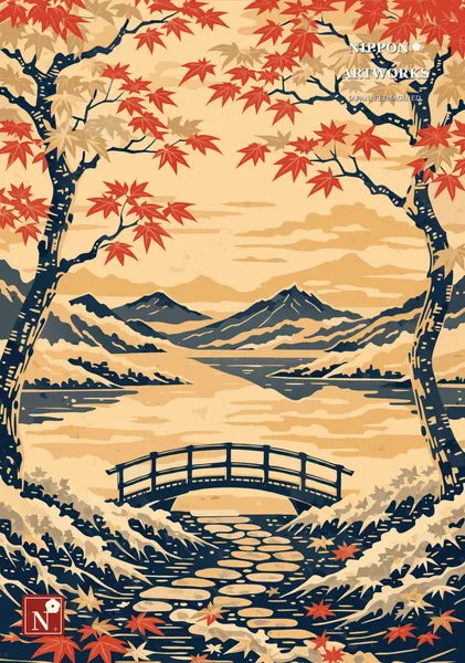 Autumn Maple Bridge in Japan.simple - NIPPON ARTWORKS