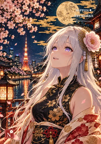 Meisa Beneath the Moonlit Tokyo Night.simple - NIPPON ARTWORKS