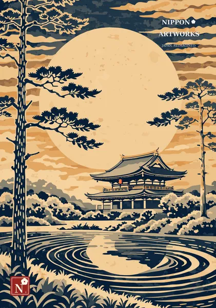 Japanese Temple Under the Full Moon.simple - NIPPON ARTWORKS