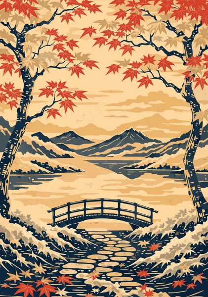 Autumn Maple Bridge in Japan.no text - NIPPON ARTWORKS