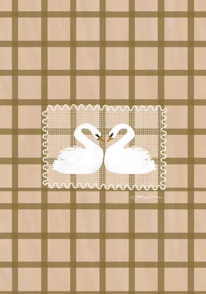 Gingham Swan on Lace - Stephie Cardona