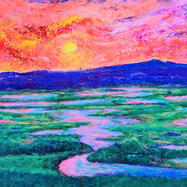釧路湿原の夕陽 - kiyohiro Hasegawa