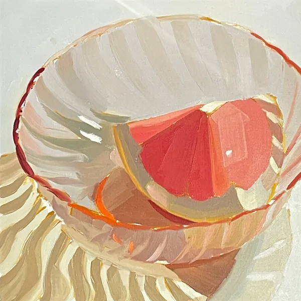 Grapefruit in a Red Glass Bowl - タイシテユリ