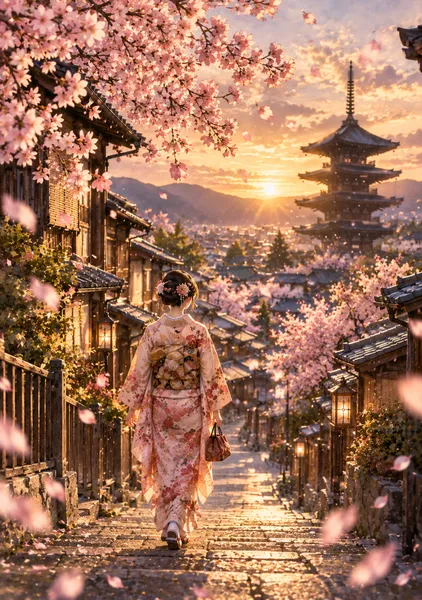 Kyoto at Sunset — Sannenzaka in Spring - WonderLumina