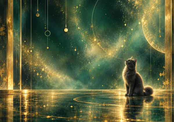Emerald Moonlit Cat — エメラルド月夜の猫 - WonderLumina