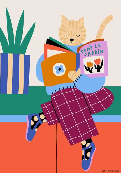 Cat reading a magazine - Jennifer Bouron