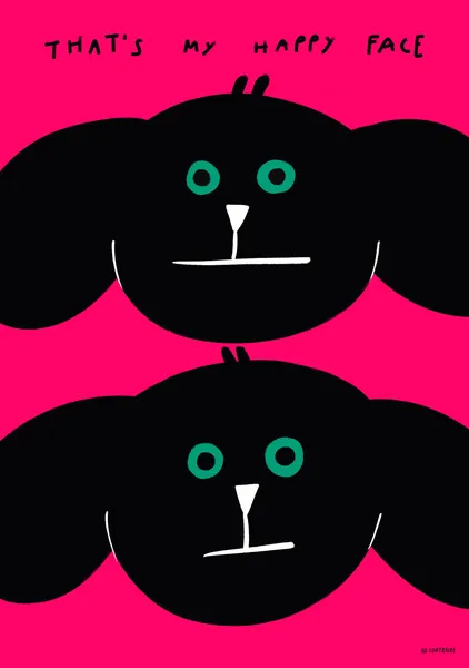 That's My Happy Face - Minimalist Dog Poster - Au Contraire