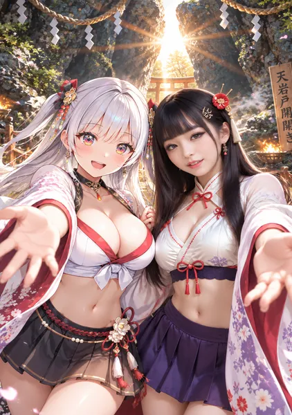 岩戸開きの前の美女と美少女 - 1124英太