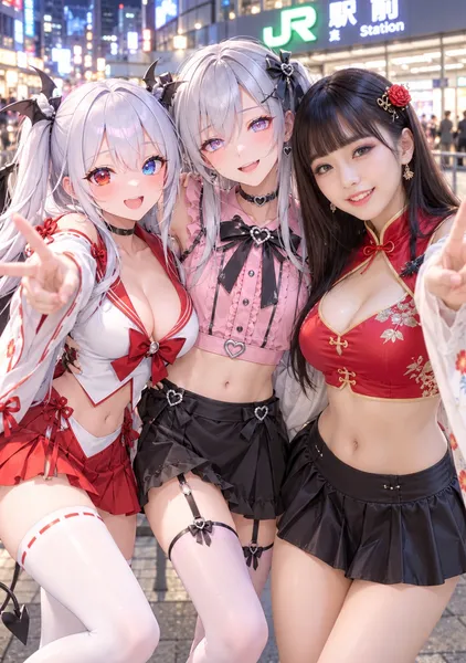 「銀髪ふたりと黒髪美女 ～次元をこえた出会い～」 - 1124英太