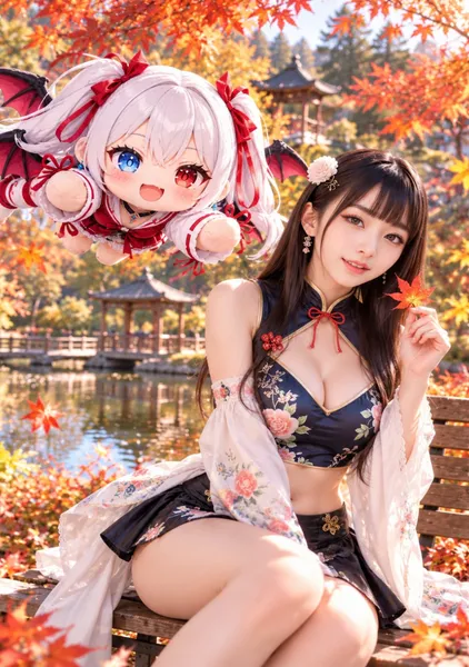 秋の美女と空飛ぶぬいぐるみ - 1124英太