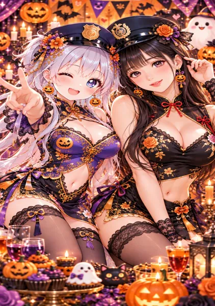 『ハロウィン・ツインプリンセス ～銀髪美少女と黒髪美女の甘い魔法の夜～』 - 1124英太