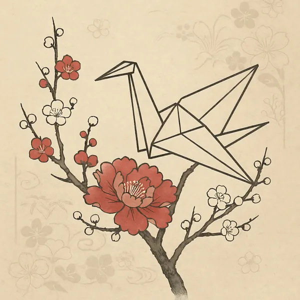 Origami Crane × Plum Blossom - TokyoBloomworks