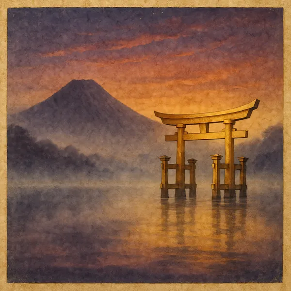 Fuji, Torii & Golden Sunset - TokyoBloomworks