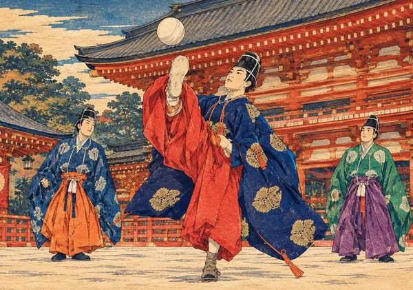 蹴鞠浮世絵Kemari Ukiyo-e - 縁糸
