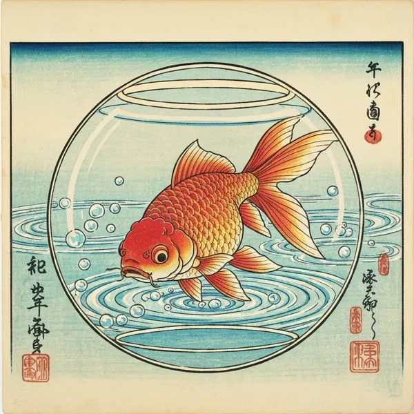 金魚浮世絵Goldfish Ukiyo-e - 縁糸