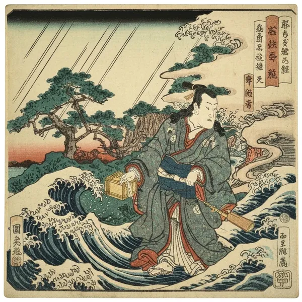 浦島太郎浮世絵Urashima Taro Ukiyo-e - 縁糸