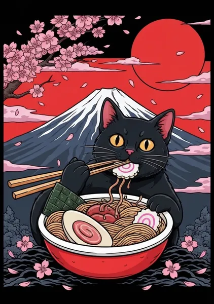 黒猫ラーメン富士桜Black Cat Ramen Fuji Sakura - 縁糸