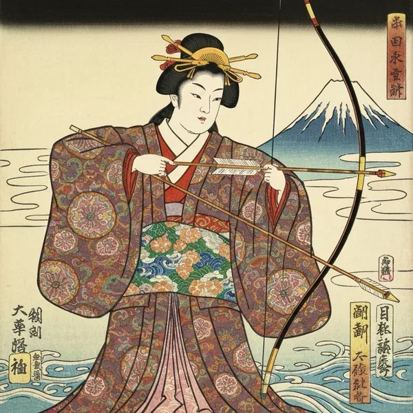 荒恵比寿女武者浮世絵Ara Ebisu Female Warrior Ukiyo-e - 縁糸
