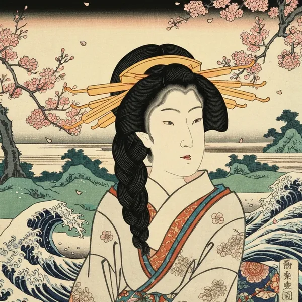 小町美人浮世絵Komachi Beauty Ukiyo-e - 縁糸
