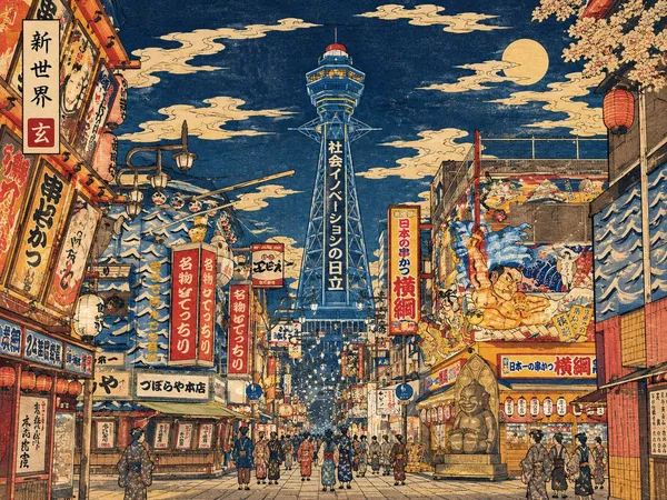 大阪新世界浮世絵Osaka Shinsekai Ukiyo-e - 縁糸