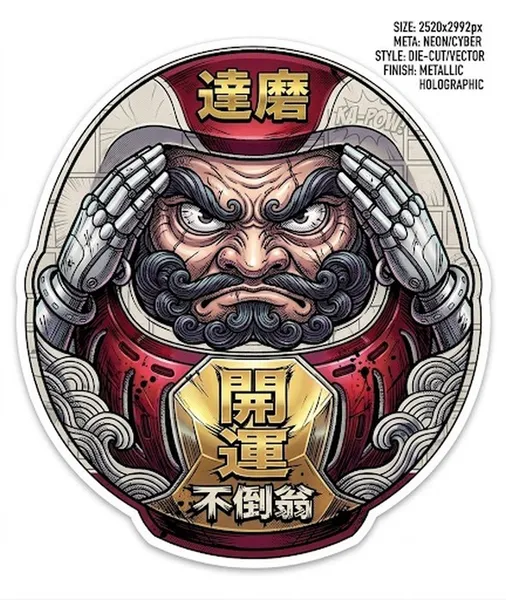 達磨メタリック黄浮世絵Metallic Gold Daruma Ukiyo-e - 縁糸