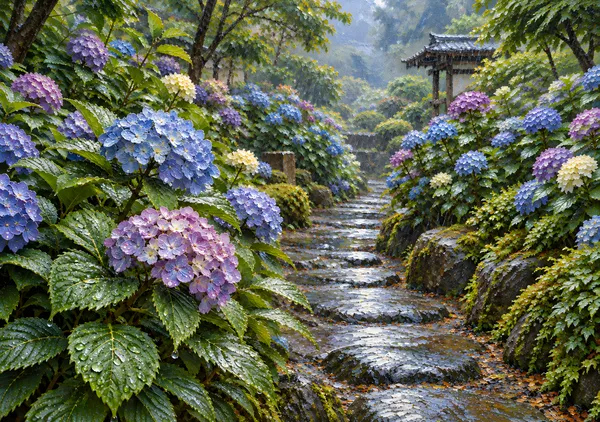 雨の紫陽花小径 - EcoTree-Shop