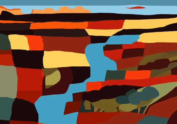 Canyon Strata Abstraction in Crimson, Ochre & Turquoise - Little Dean