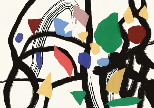 Expressionist Lattice in Emerald, Ochre & Cobalt - Little Dean