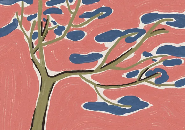 Japanese Pine Branches in Dusty Pink & Cobalt - Little Dean