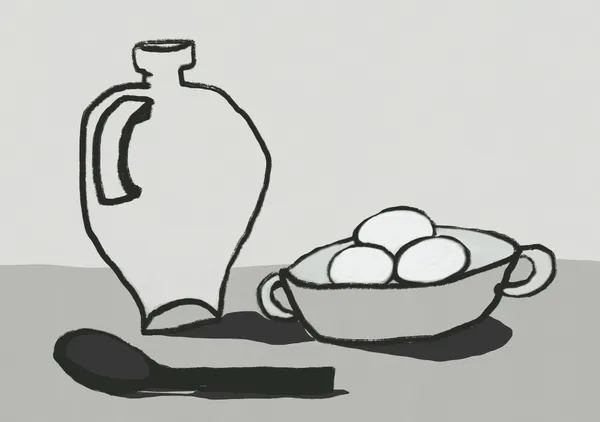 Still Life with Jug & Bowl in Ash & Charcoal - Little Dean