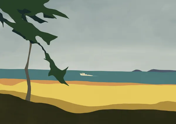Tropical Palm Trees on Sunlit Beach - Little Dean