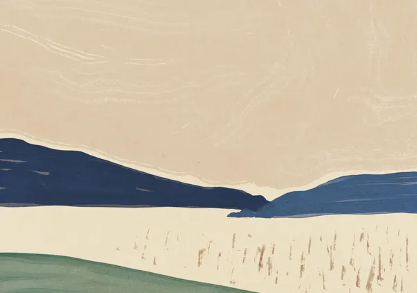 Minimalist Coastal Dunes in Tan & Indigo - Little Dean
