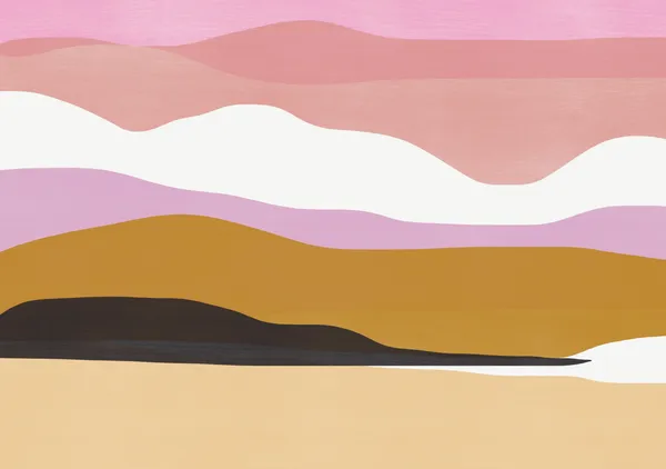 Muted Pink & Ochre Layered Landscape - Little Dean