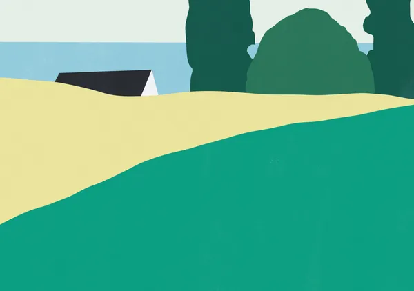Coastal Cottage in Emerald, Sage & Tan - Little Dean