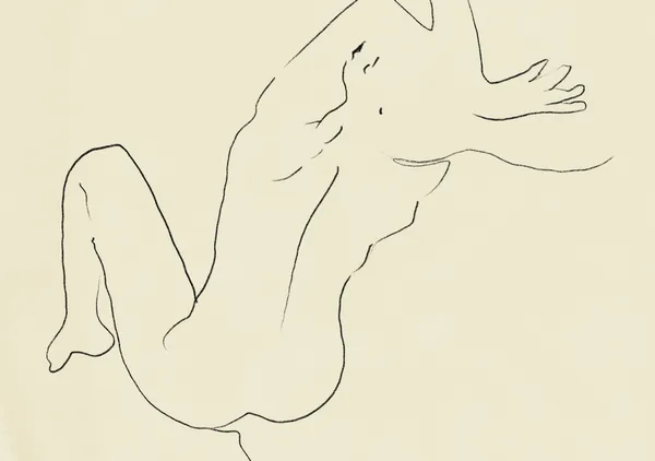 Minimalist Reclining Nude Line Drawing - Little Dean