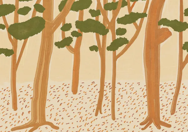 Modern Woodland Trees in Tan & Sage - Little Dean