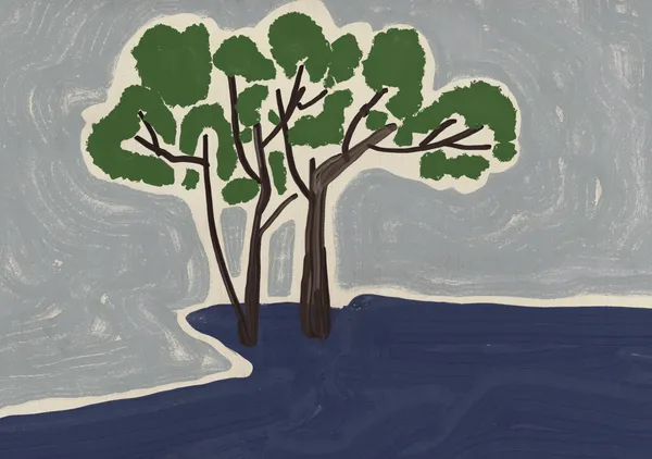 Riverbank Trees in Sage & Indigo - Little Dean