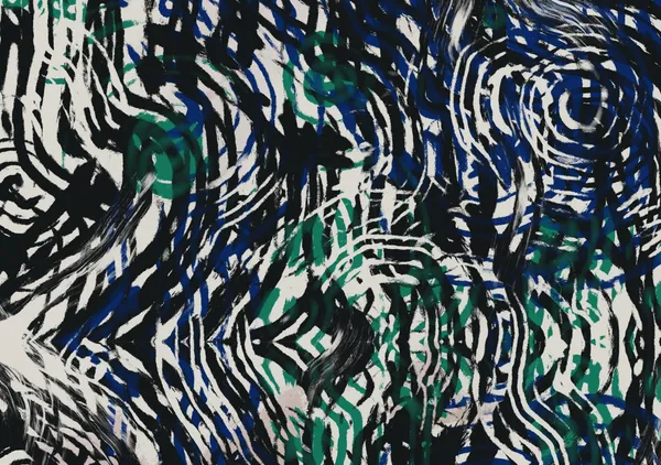 Expressionist Swirls in Lapis, Emerald & Cream - Little Dean