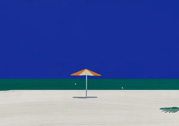 Solitary Sunbrella in Ultramarine & Ochre - Little Dean