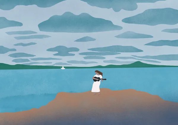 Muse by the Sea under Clouded Sky - Little Dean
