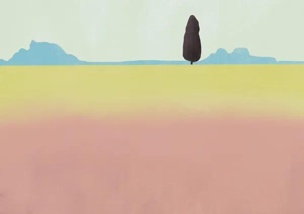 Solitary Cypress in Warm Ochre & Dusty Pink - Little Dean