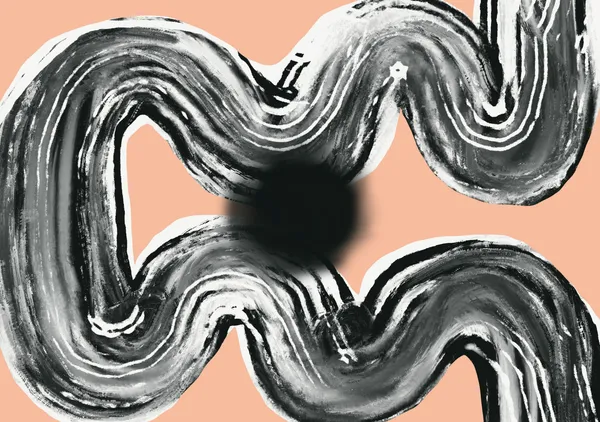 Charcoal Wave & Shadow in Peach - Little Dean