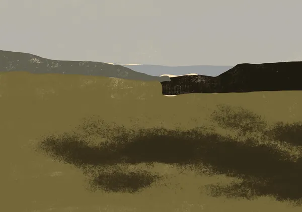 Coastal Headland & Fields in Olive, Slate & Ash - Little Dean